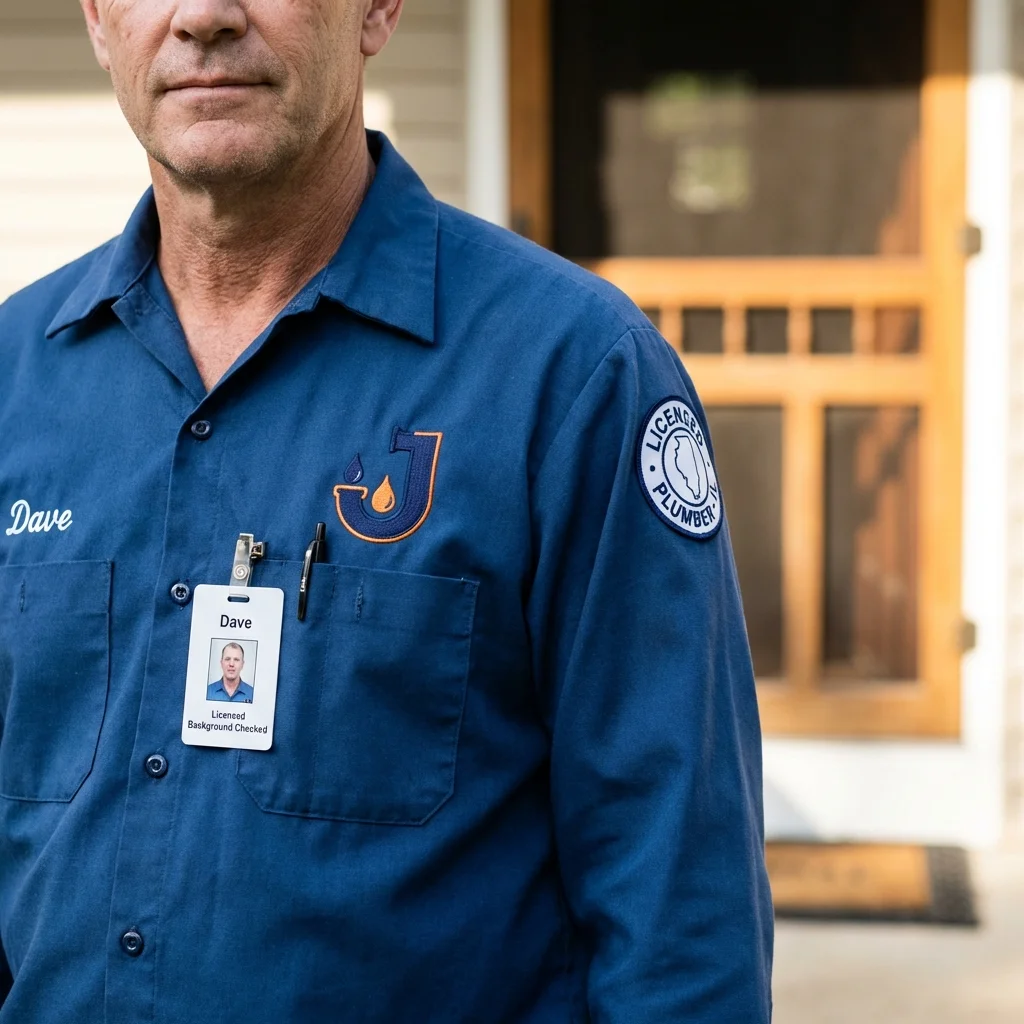Licensed plumber showing ID badge in Prior Lake, MN