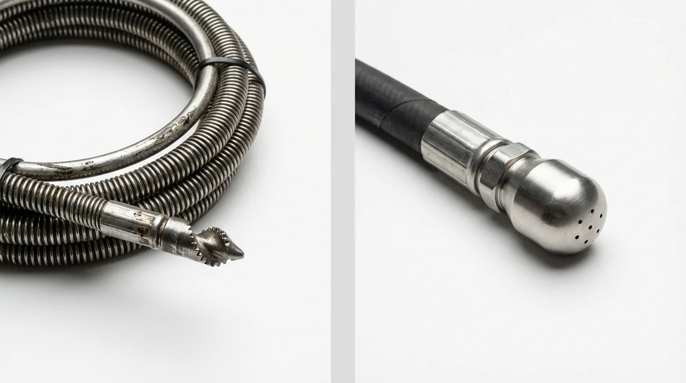 Drain snake cable and hydro jetting nozzle used for drain cleaning in Prior Lake, MN