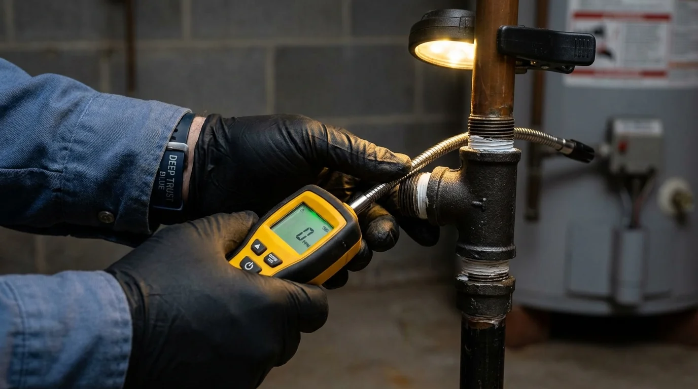 Gas leak detection with electronic sniffer by Johns Plumbing LLC in Prior Lake