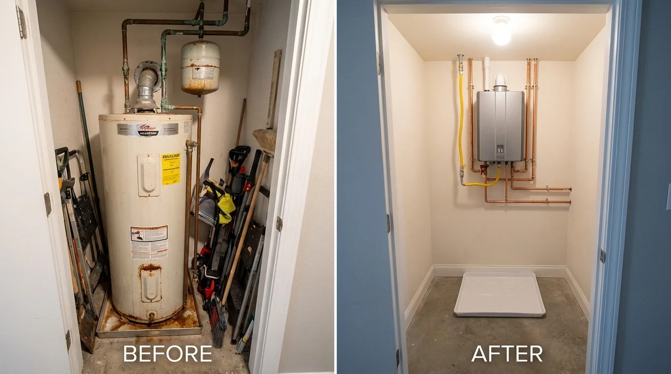 Tank water heater versus wall-mounted tankless unit comparison for Prior Lake, MN homeowners