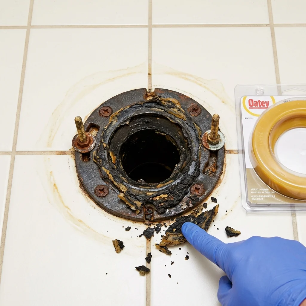Failed wax ring showing water seepage at the base of a toilet in a Prior Lake, MN home